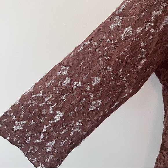 Seven 7 Y2K Women’s Sz. 18 Brown Lace Babydoll Blouse Sheer Longsleeve Corset - Picture 3 of 8